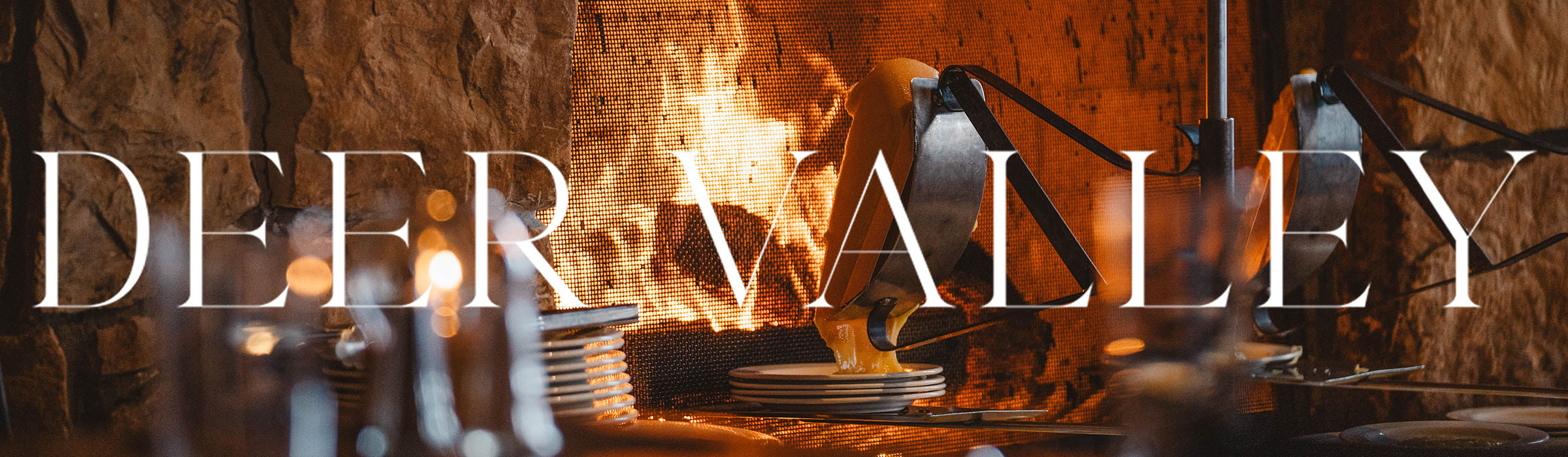 Cheese melting by the Fireside Dining fireplace at Deer Valley Resort.