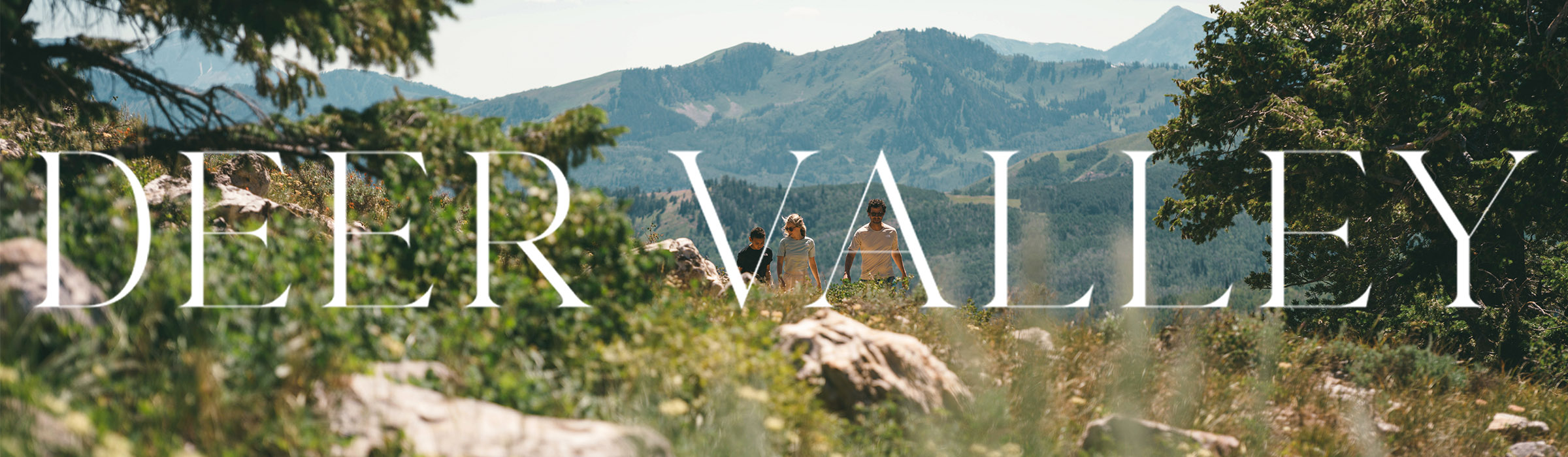 Guests hiking at Deer Valley Resort in the summer