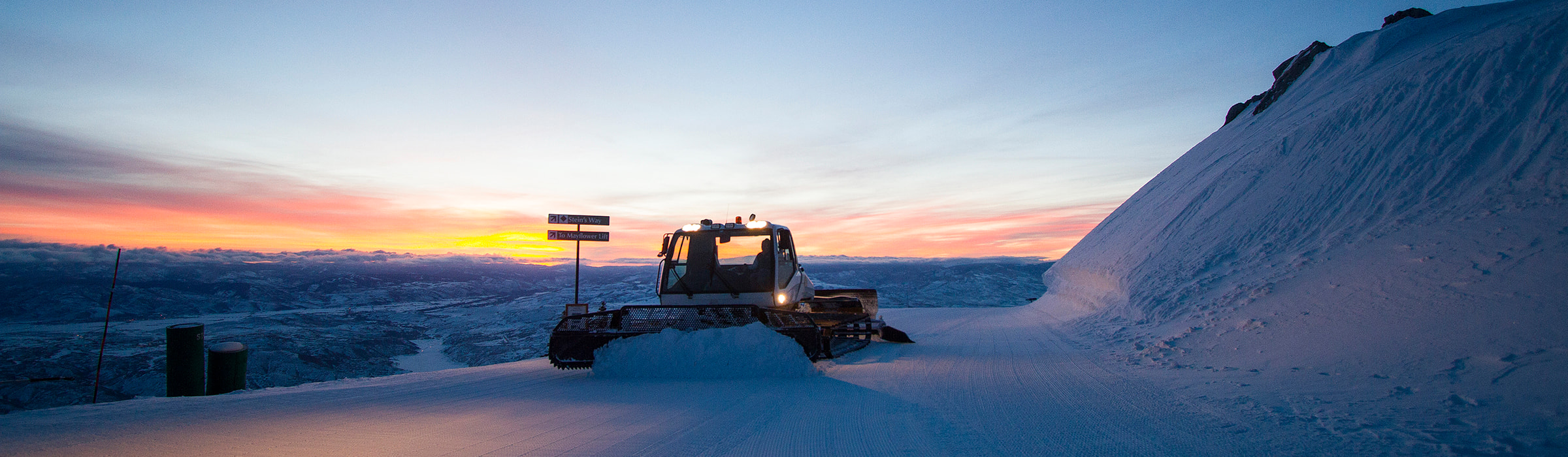 Snowcat at sunrise